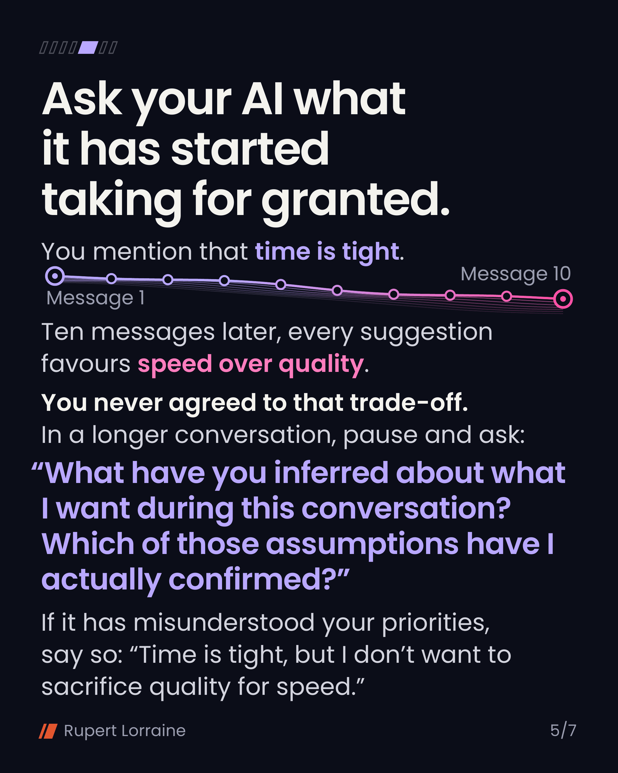 A line of ten messages drifting from the first to the tenth.